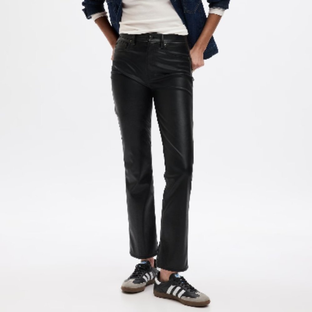Gap Women's Vintage Slim High Rise Faux Leather Pants True Black Size 30/10S